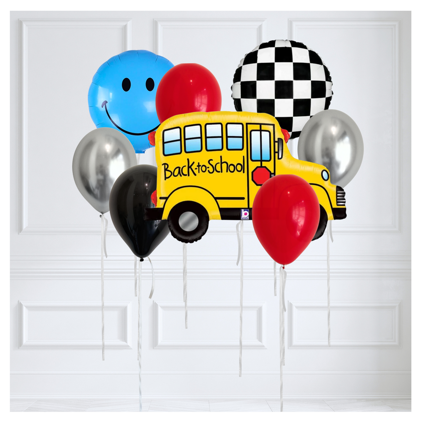Back to School Bus Balloon Bouquet - Blue