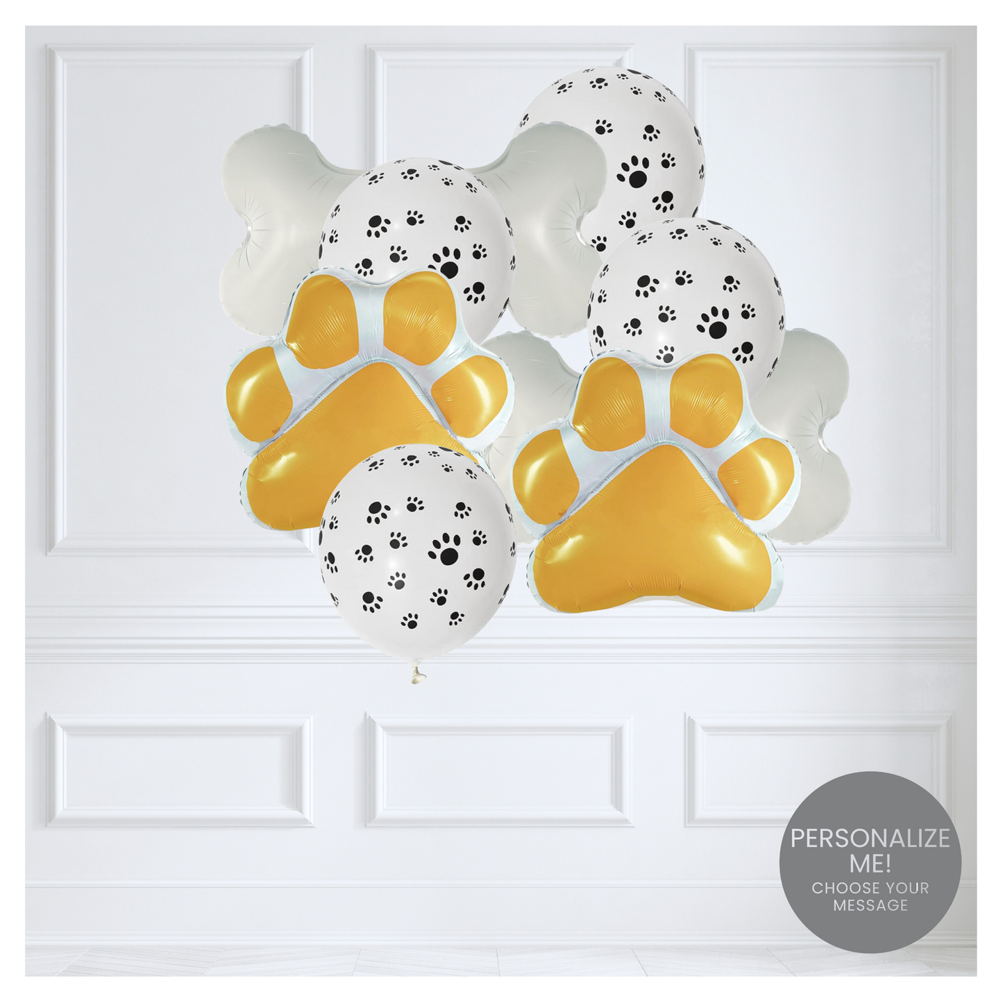 Themed Classic Balloon Bouquet - Yellow Paws