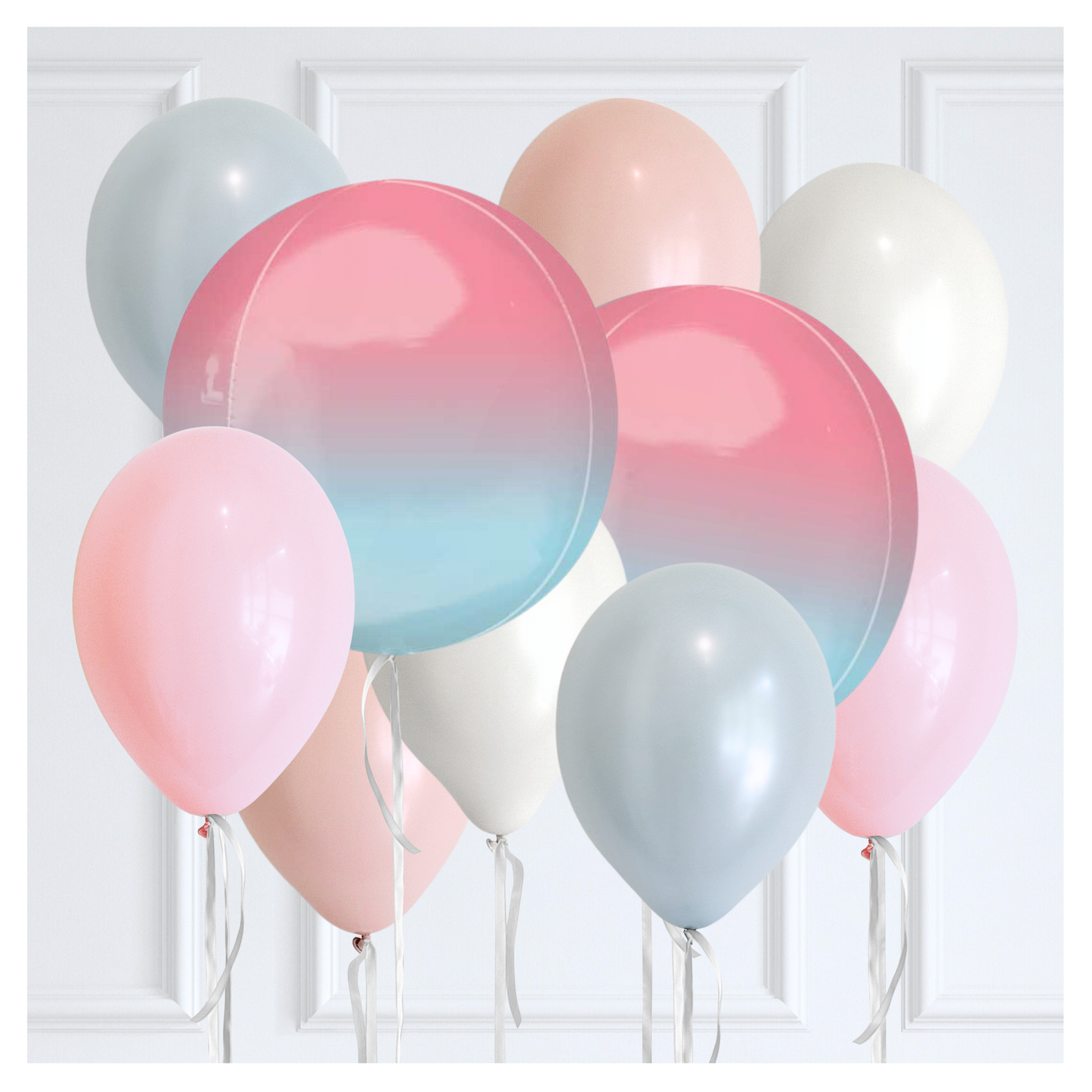 Round Orb balloon Bouquet - Pinks + Blues