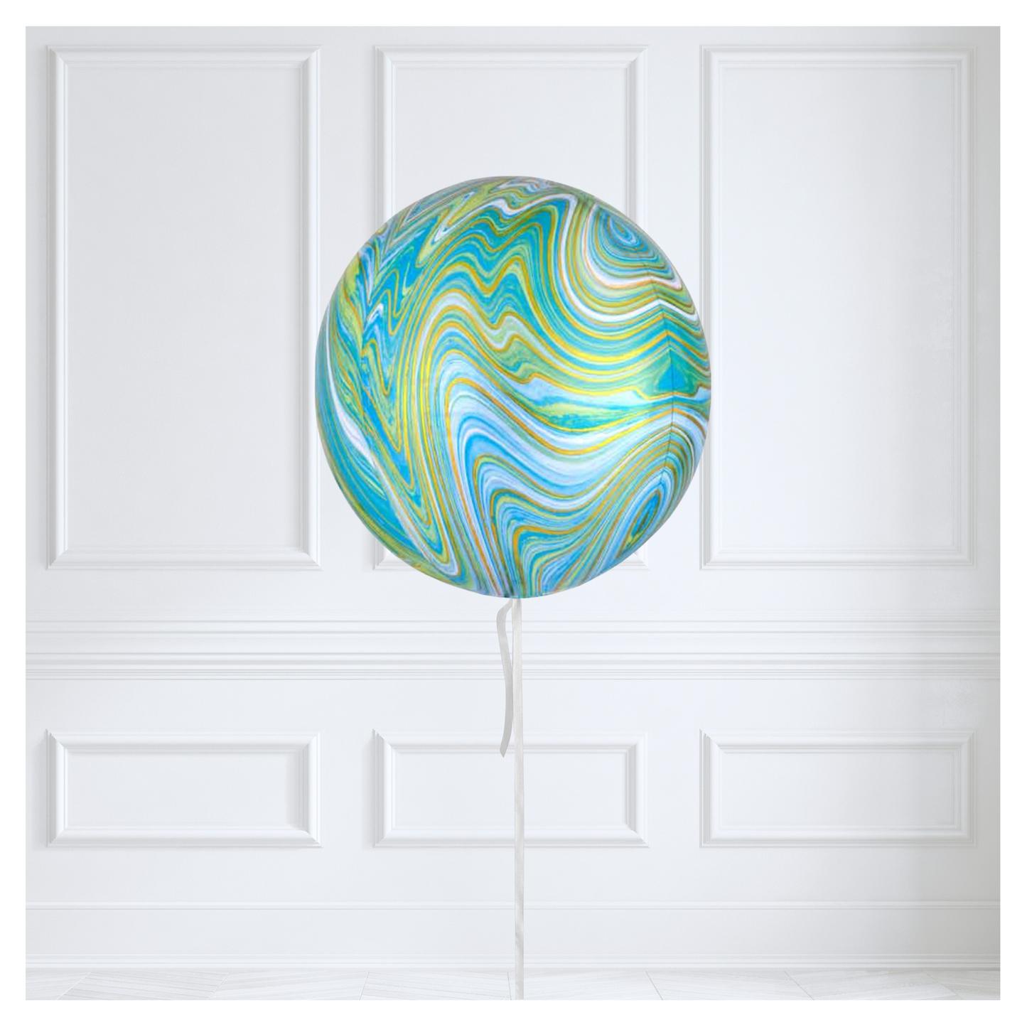 Round Orb Balloon - Blue + Green Marble