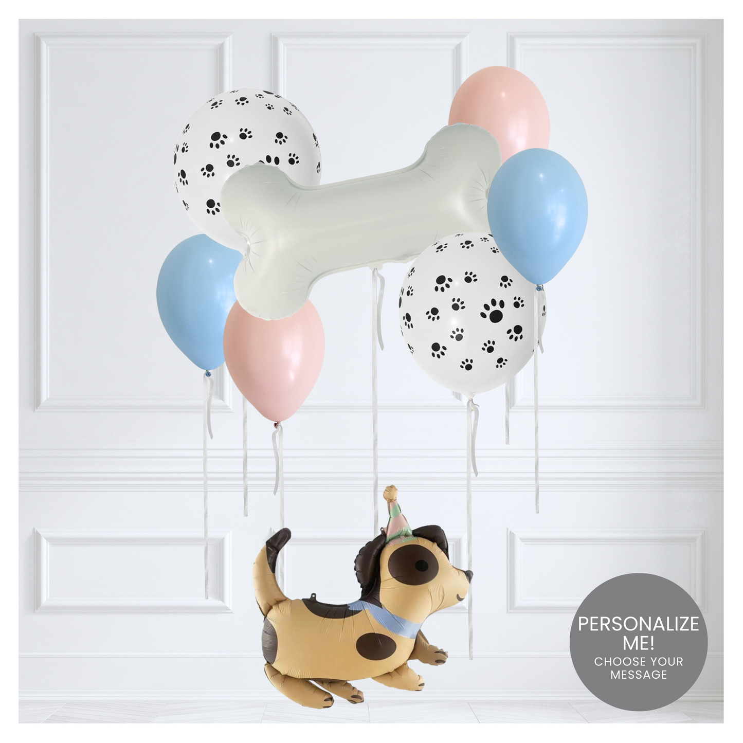 Themed Classic Balloon Bouquet - Puppy Love Bone