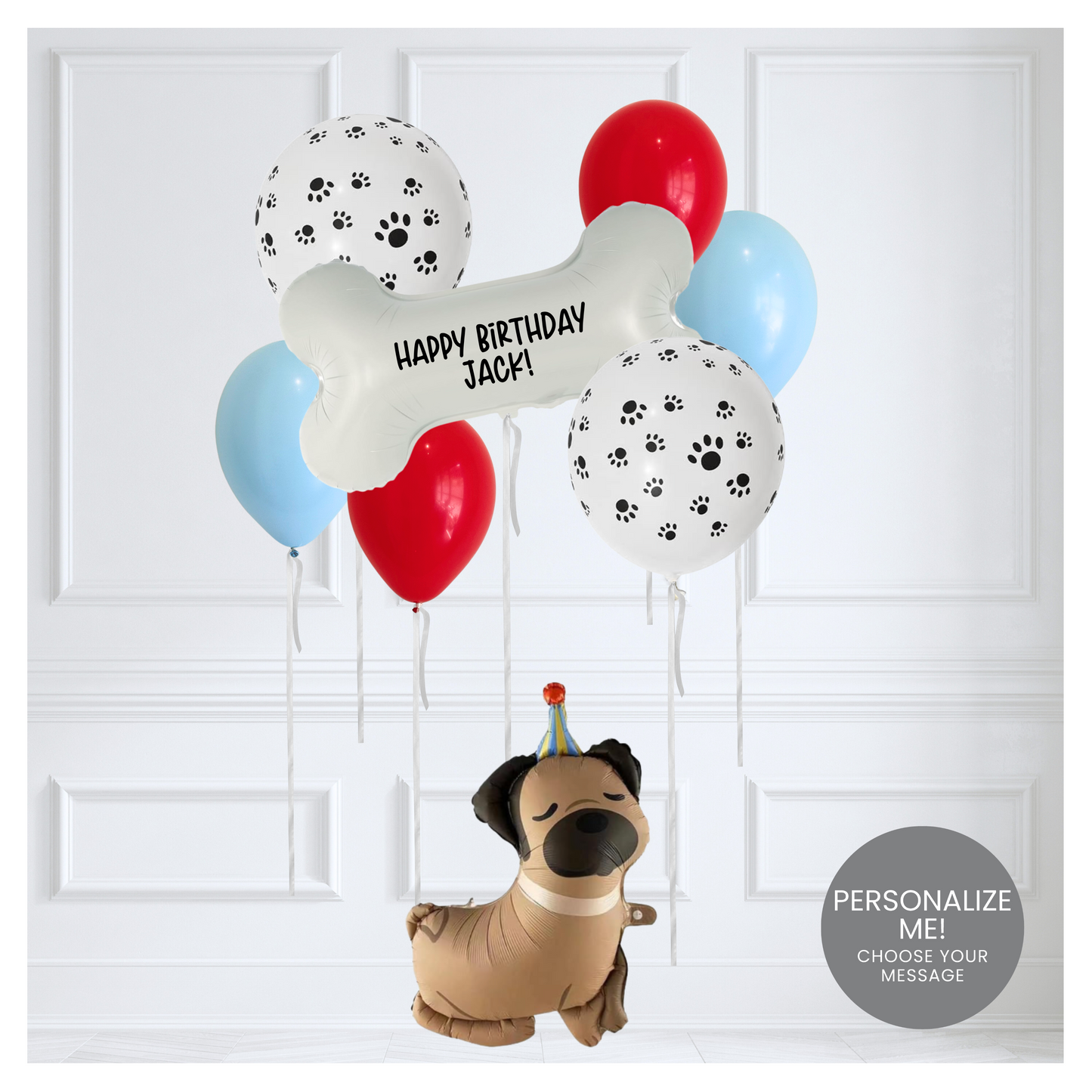 Themed Classic Balloon Bouquet - Puppy Love Red