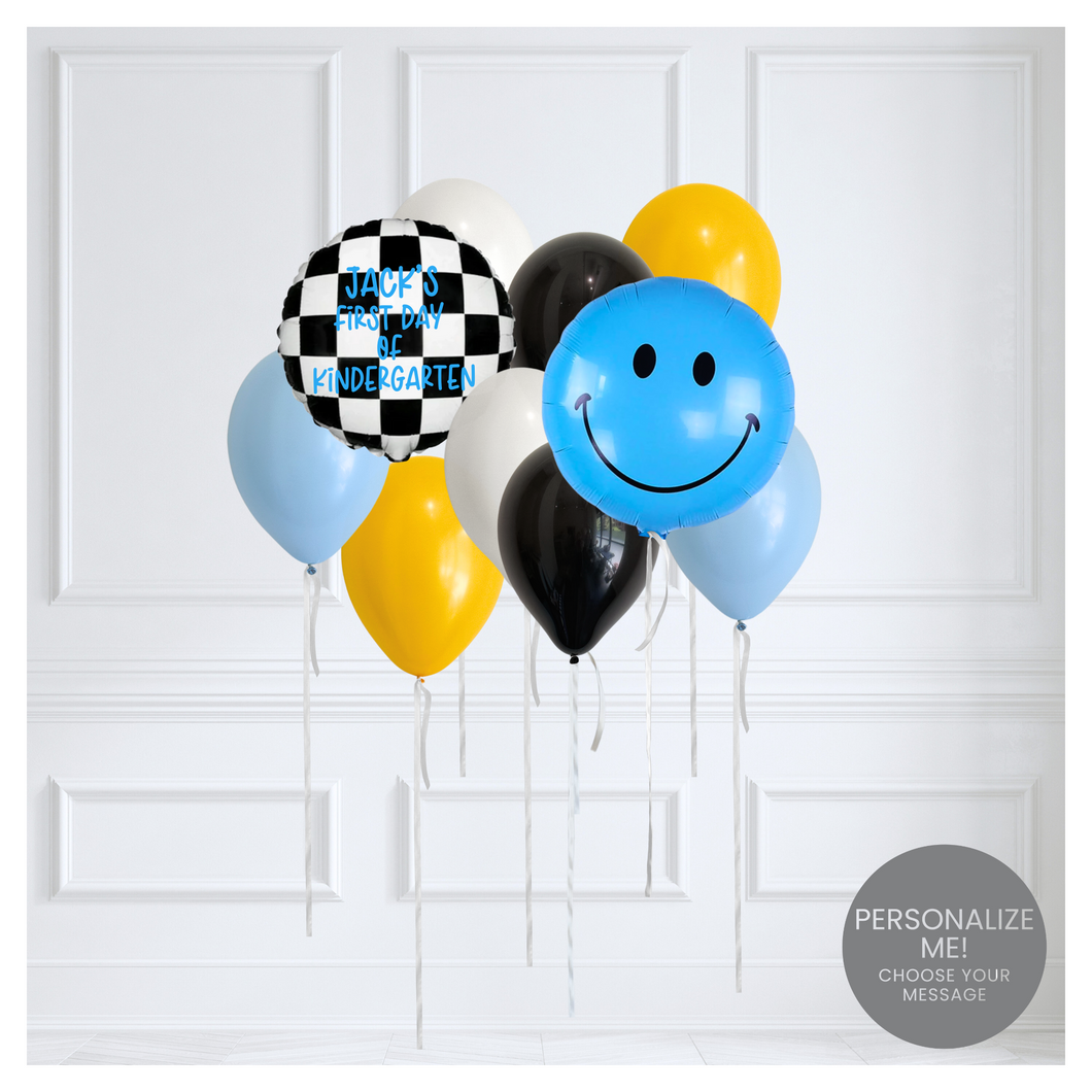 Classic Happy Day Themed Balloon Bouquet - Blue