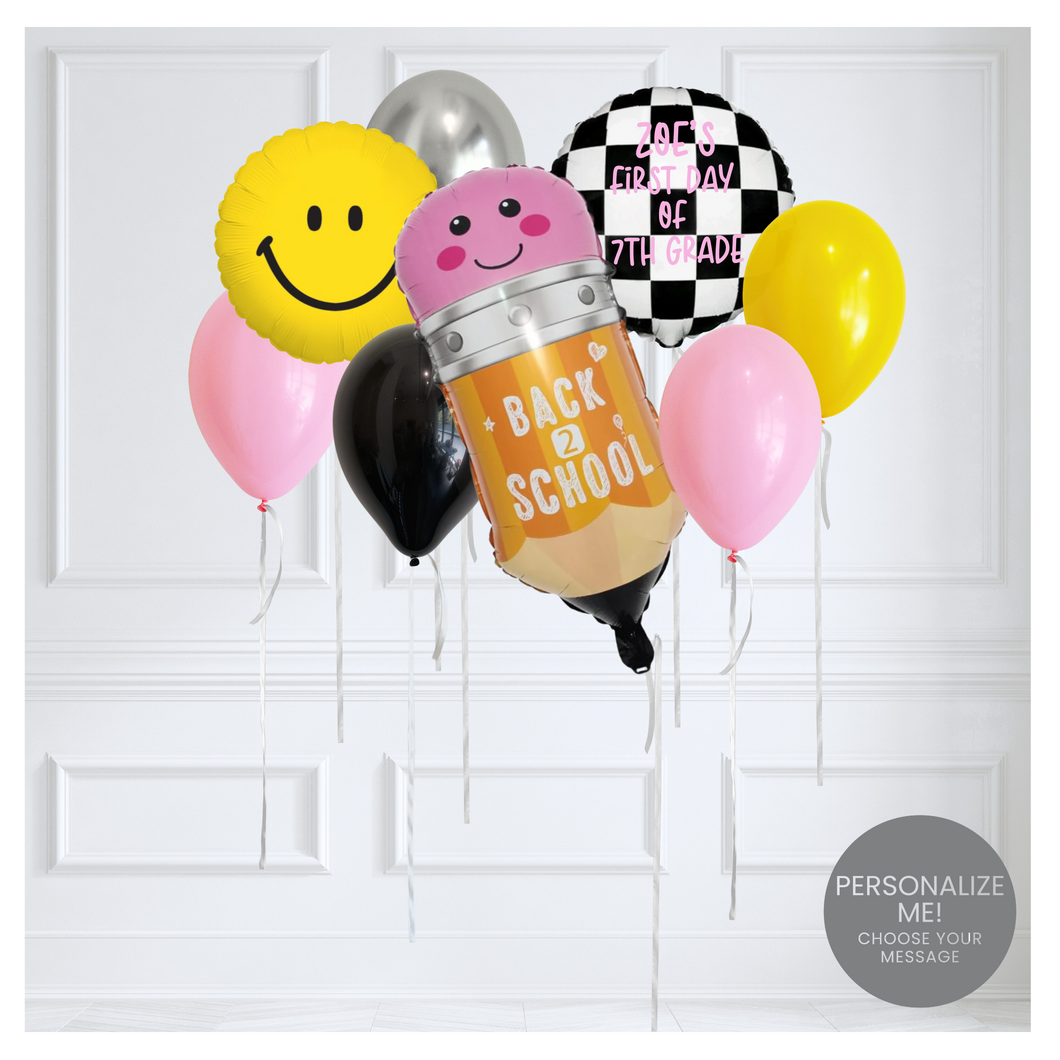 Back to School Pencil Balloon Bouquet- Pink