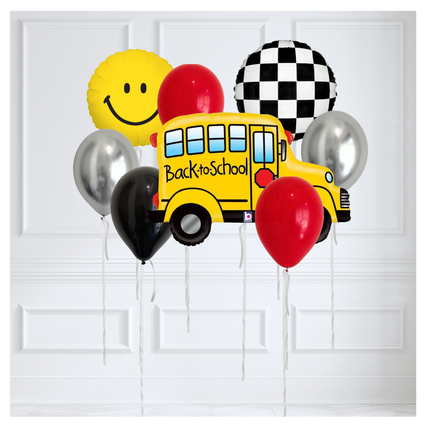 Back to School Bus Balloon Bouquet- Red