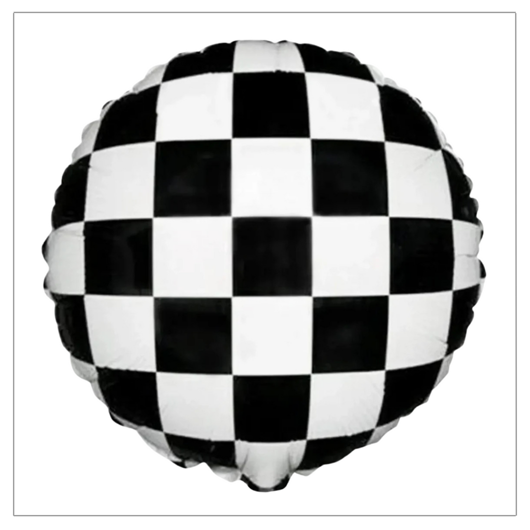 Checkered Round Foil Balloon