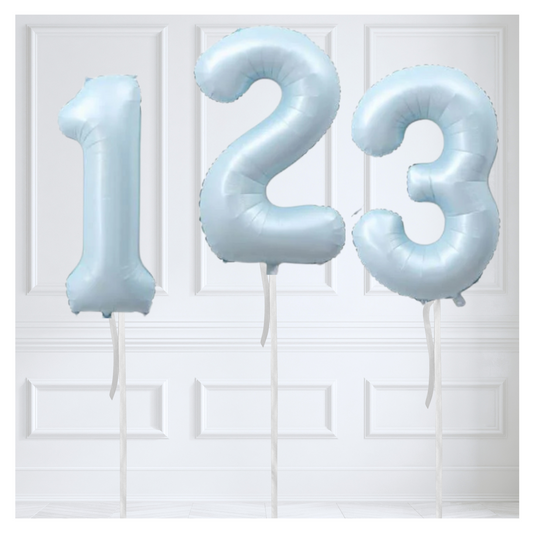 Light Blue Number Balloons 34"