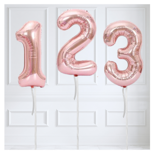 Rose Gold Number Balloons 34"