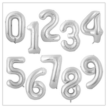 Load image into Gallery viewer, Silver Number Balloons 34&quot;
