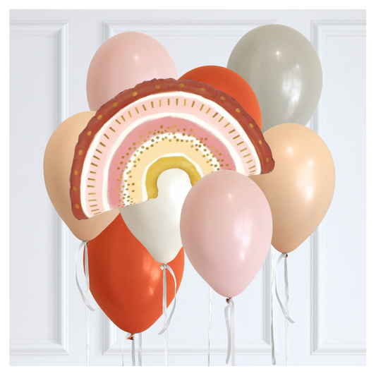 Classic Boho Rainbow Neutral Themed Balloon Bouquet