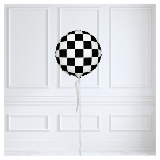 Checkered Round Foil Balloon