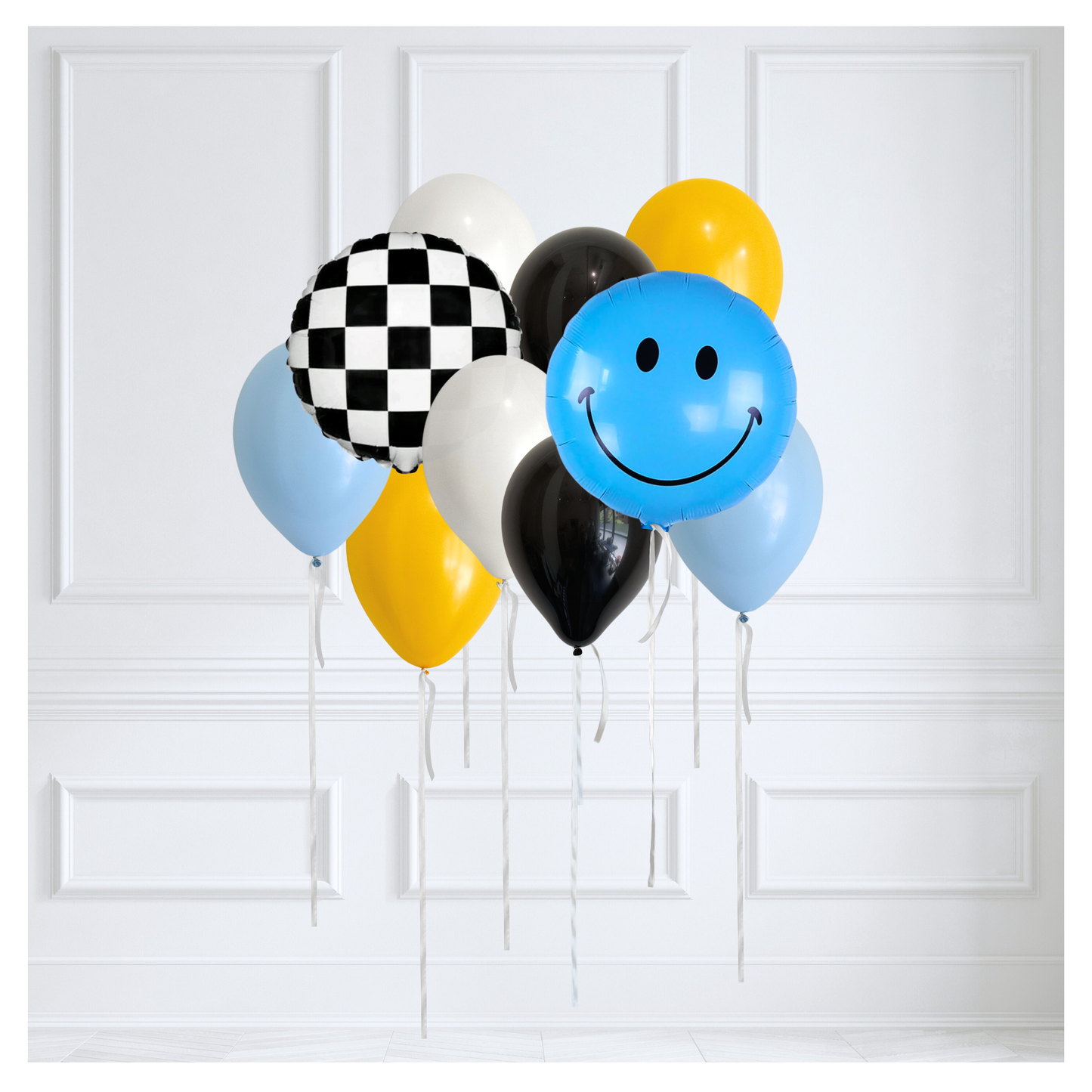 Classic Happy Day Themed Balloon Bouquet - Blue