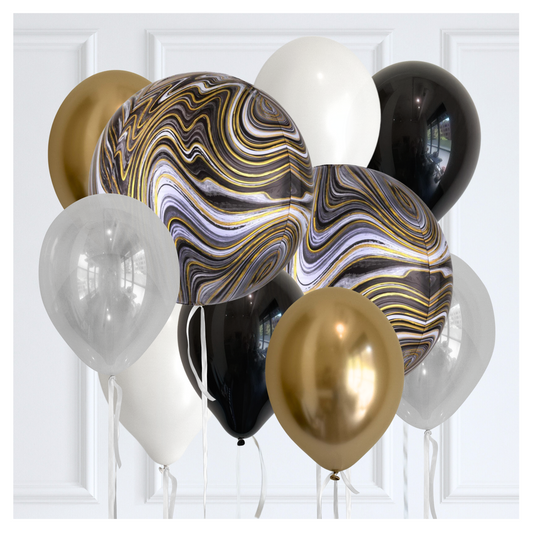 Round Orb balloon Bouquet - Black Tie Chic