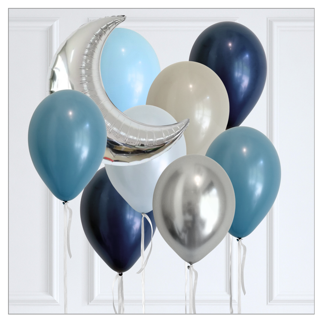 To the Moon Blues Themed Balloon Bouquet
