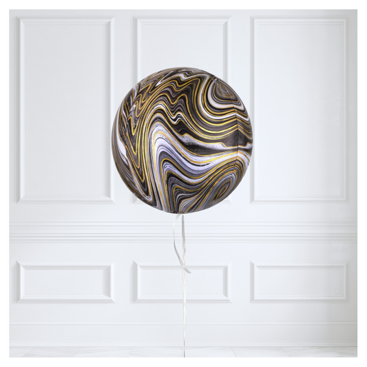 Round Orb Balloon - Black Marble