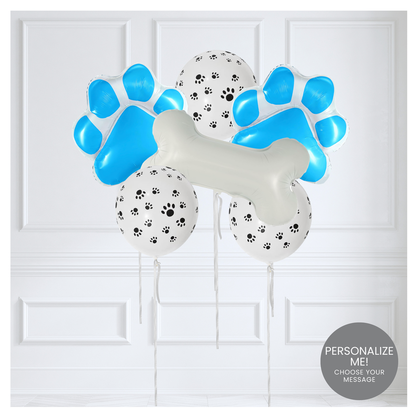Themed Classic Balloon Bouquet - Blue Paws