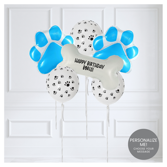 Themed Classic Balloon Bouquet - Blue Paws