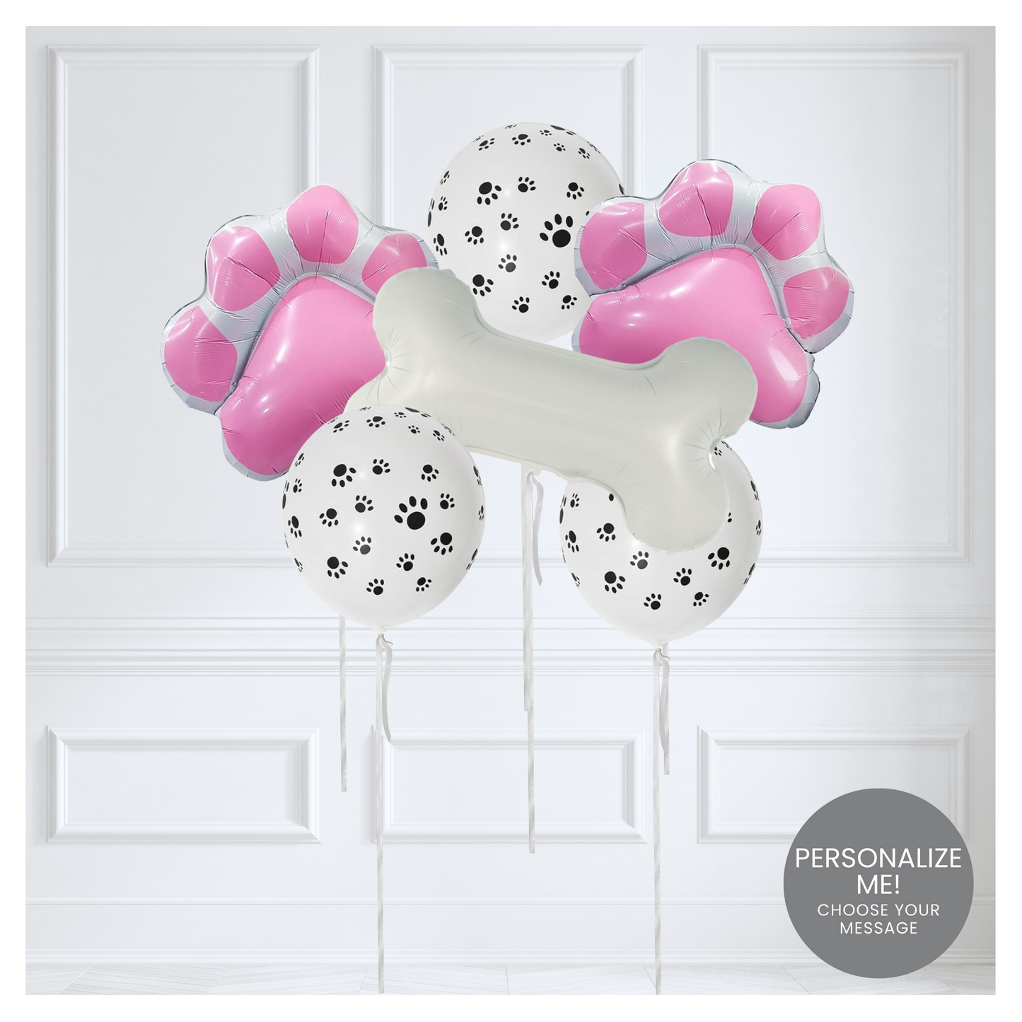 Themed Classic Balloon Bouquet - Pink Paws
