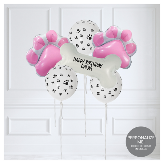 Themed Classic Balloon Bouquet - Pink Paws