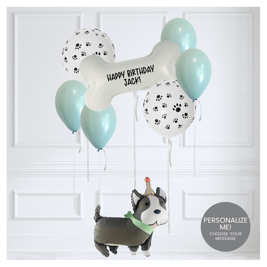 Themed Classic Balloon Bouquet - Puppy Love Mint