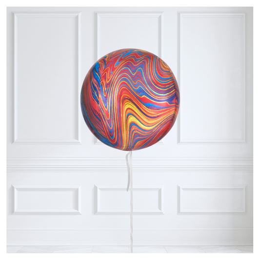 Round Orb Balloon - Red + Blue Marble