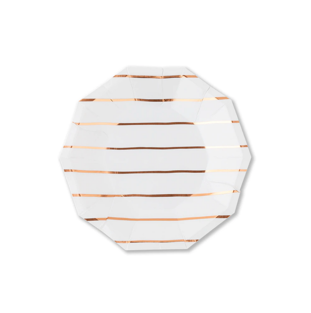 Frenchie Striped Rose Gold Small Plate