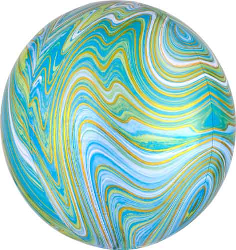 blue/green marble round balloon with helium