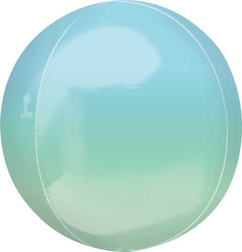 blue/green ombre round balloon with helium