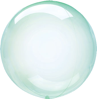 green crystal clear round balloon with helium