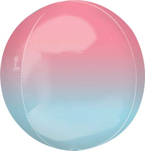 pink/blue ombre round balloon with helium