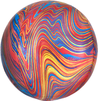 red/blue marble round balloon with helium